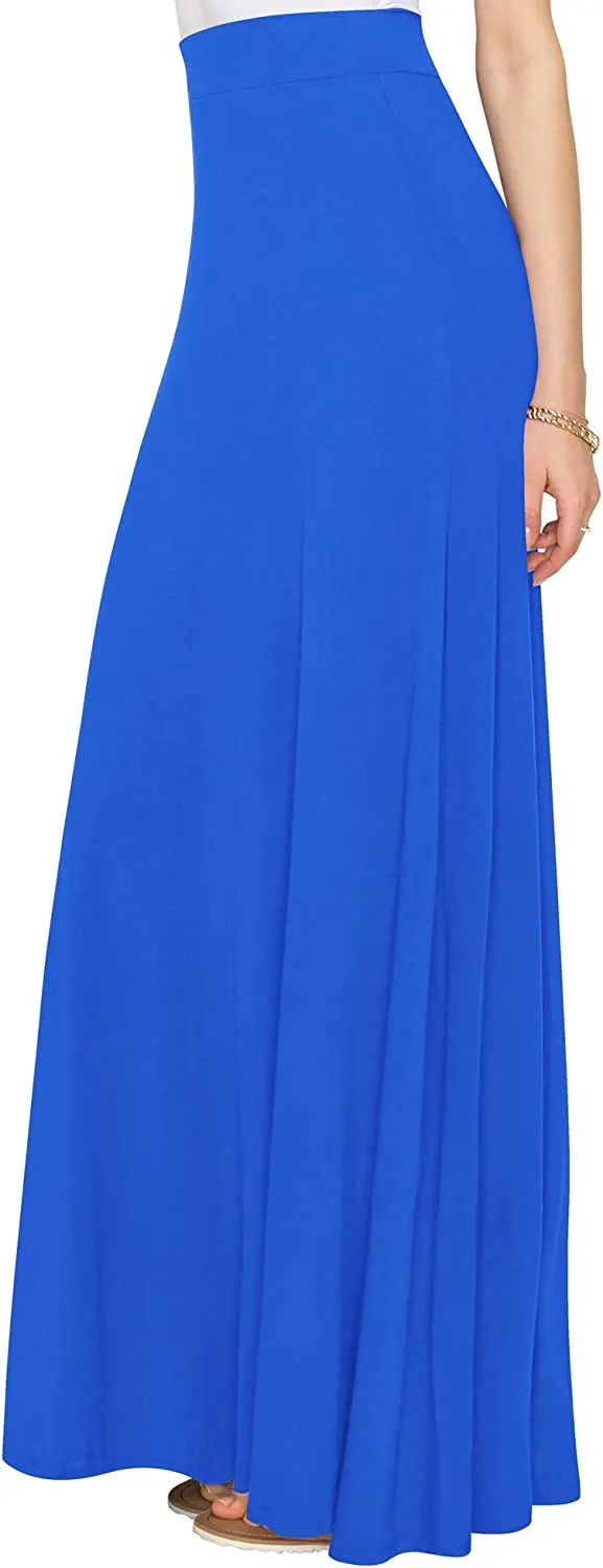 Wholesale Women's Styleish Print/Solid High Waist Flare Long Maxi Skirt Plain Colors