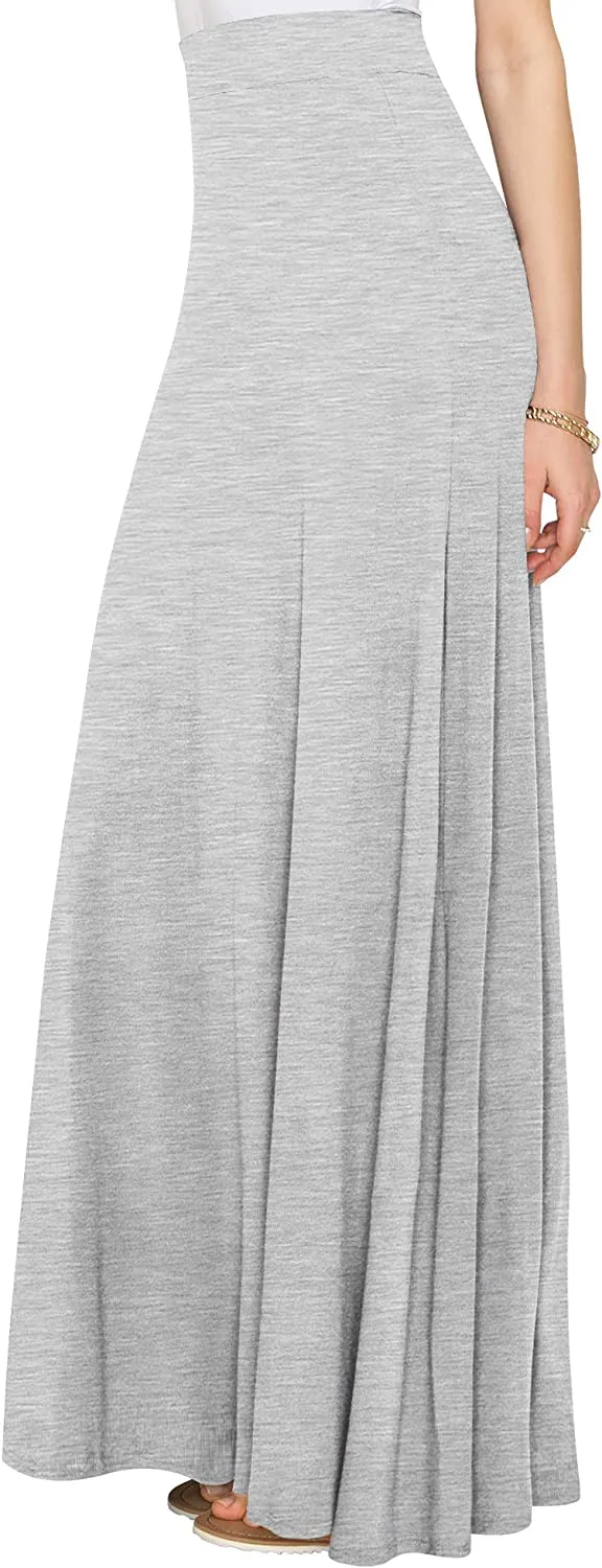 Wholesale Women's Styleish Print/Solid High Waist Flare Long Maxi Skirt Plain Colors