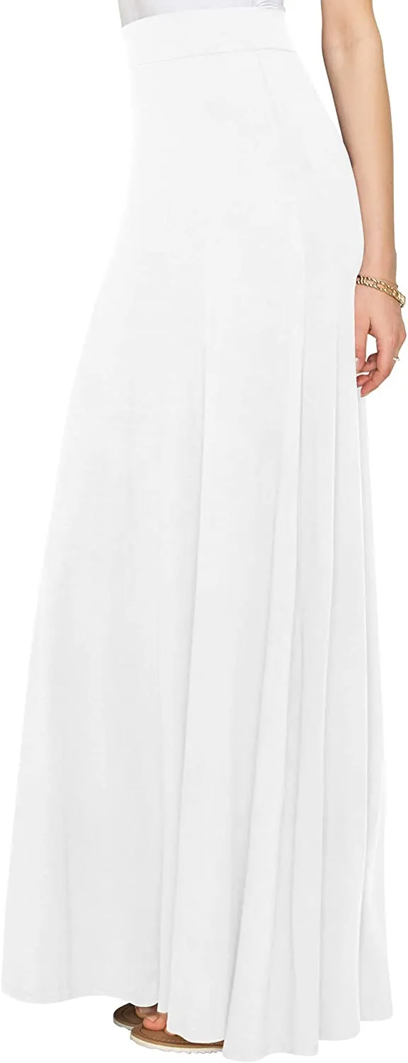 Wholesale Women's Styleish Print/Solid High Waist Flare Long Maxi Skirt Plain Colors