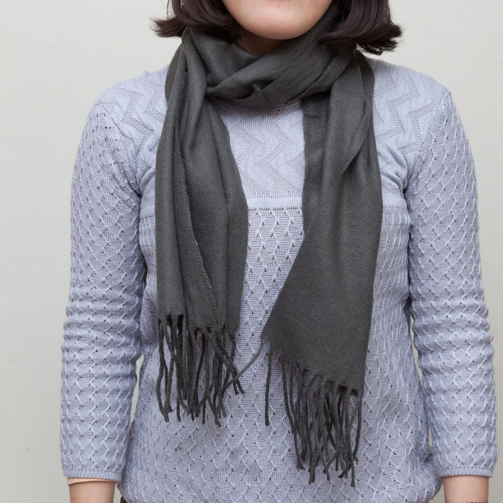Winter School Wool-Touch Warm Scarf for School Uniforms - Grey