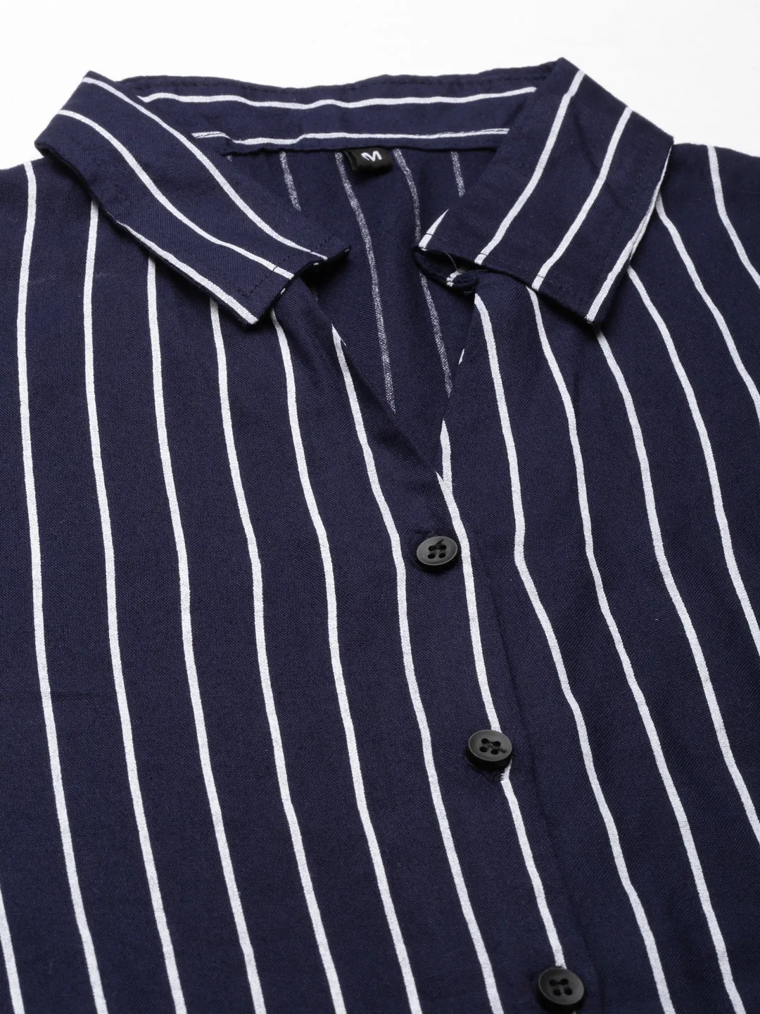 Women Navy Blue Striped Shirt