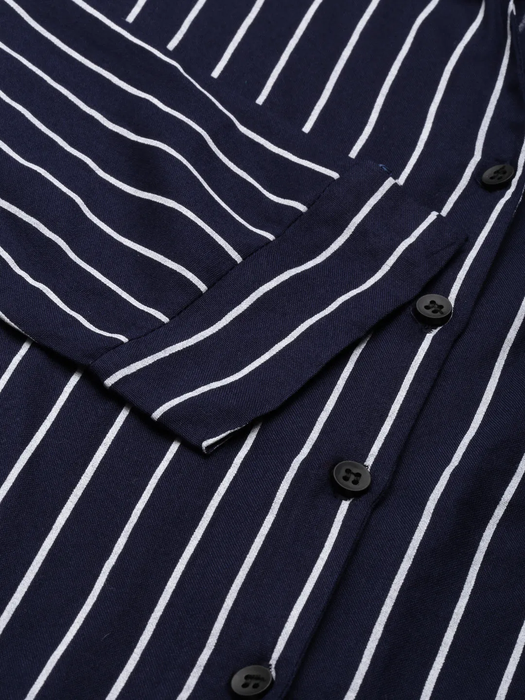 Women Navy Blue Striped Shirt