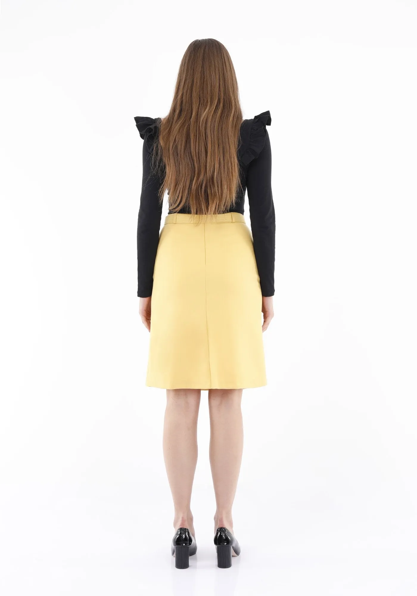 Yellow Pencil Skirt - Comfy High Waist